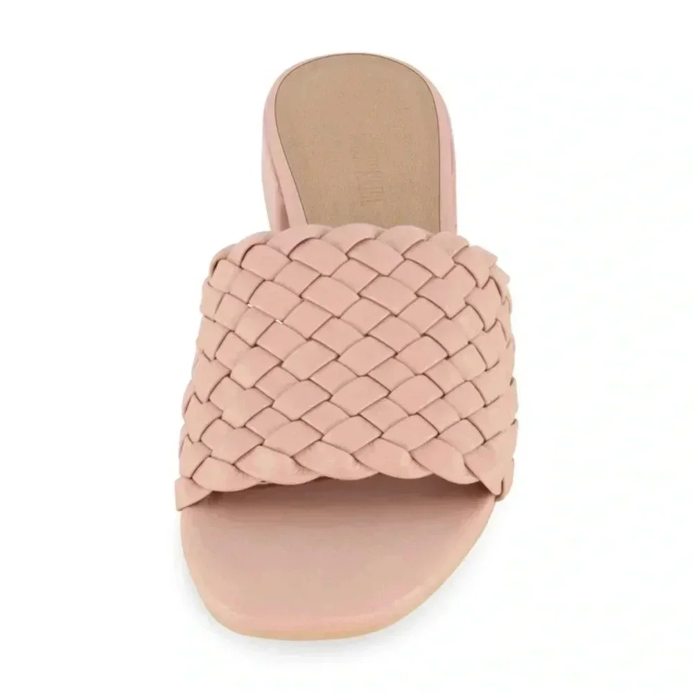 CUSHIONAIRE | Women's Nerida Woven Faux Leather Low Block Heel Sandal Size 9 - Picture 5 of 9